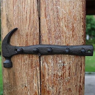 Imagem de GUIPAIHAI Gancho de ferro fundido Farm House Accents estilo industrial pesado, alicate de martelo vintage, design em forma, ganchos para decoração de parede (cor: gancho martelo)