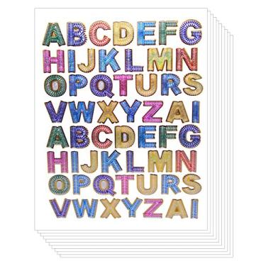 Imagem de Adesivos decorativos coloridos A-Z – Etiquetas de letras do alfabeto primário (pacote com 10 folhas, cores sortidas)