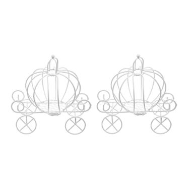 Imagem de Caixa 2pcs Caixa De Doces De Ferro Portador De Doces Criativo Caixa De Transporte De Bugigangas De Halloween Centro De Mesa Para Festa Suporte De Carruagem Metal Branco Boneca Bebê