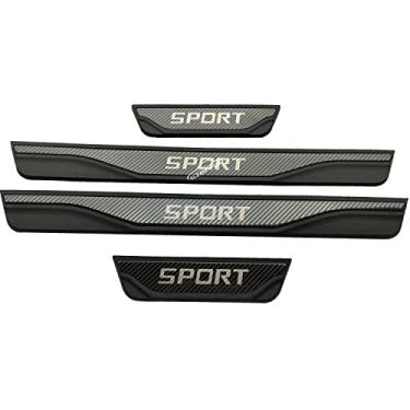 Imagem de GZBFTDH Acessórios de carro Protetor de peitoril da porta, para Chrysler 300 painéis de chute placa de proteção de soleira, protetor de entrada de porta de peças automotivas (carbono)