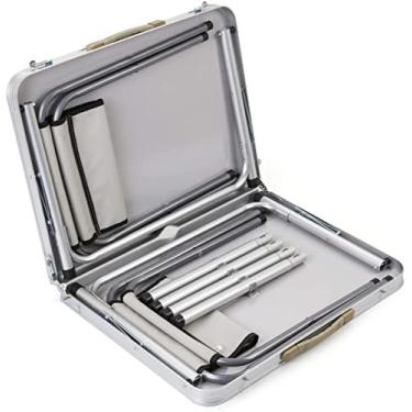 Imagem de Mesa Dobrável Em Alumínio Com 2 Cadeiras Maleta Portátil