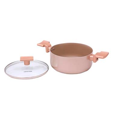 Imagem de Mimo Style Caçarola Sartin 20cm Suporta 2,8L - Estrutura em Alumínio Revestida em Cerâmica, Base Alto Relevo. Tampa Vidro Temperado. Alças e Cabos Soft-Touch. Fogão a Gás, Elétrico