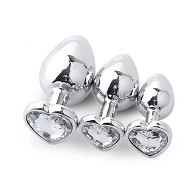 Imagem de 3 Pçs/set Plug Anal em formato de coração de aço inoxidável plug anal diamante cristal ânus brinquedos massageador de próstata produtos para adultos brinquedos sexuais para mulheres/Homens/Casais