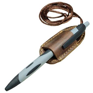 Imagem de Esconda e beba, suporte de caneta de cordão de couro, materiais escolares e de escritório, acessórios de bichos-livros, feito à mão inclui garantia de 101 anos: marrom uísque