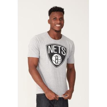 Imagem de Camiseta Nba Estampada Brooklyn Nets Cinza Mescla