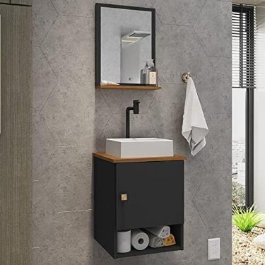 Imagem de Gabinete Banheiro Lima Tulipa Bco Torneira Valv Click Black Cor: Preto Fosco/Nature