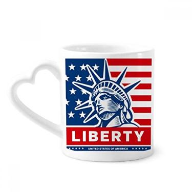 Imagem de Caneca com estampa de estátua da liberdade da bandeira americana caneca de café cerâmica copo de coração de vidro