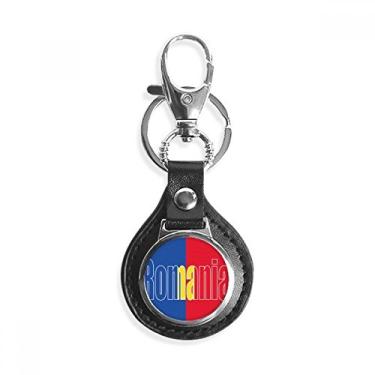 Imagem de Chaveiro de couro com nome da bandeira do país da Romênia chaveiro de carro presente, Multicor