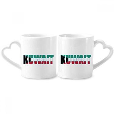 Imagem de Conjunto de canecas de porcelana para casal, nome da bandeira do país Kuwait