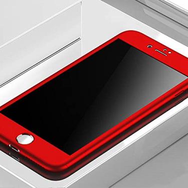 Imagem de Capa protetora para iPhone 7 8 6 6s Plus SE 2020 Capa protetora para iPhone 11 Pro XS MAX XR 5 5s Case com vidro, vermelho, para iPhone 6S Plus para 360 Full Cover Phone Case