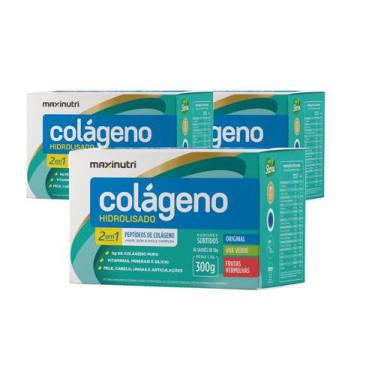 Imagem de Kit 3 Caixas Colágeno Hidrolisado 2 Em 1 Com 3 Sabores Sortidos 30Unx1