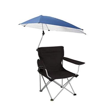 Imagem de Cadeira de piquenique dobrável, cadeira de gramado de acampamento portátil com cadeira de guarda-sol, cadeira de praia de pesca com suporte de copo e apoio de braço, para jardim de acampamento ao ar livre (cor: azul) (cor: preto)