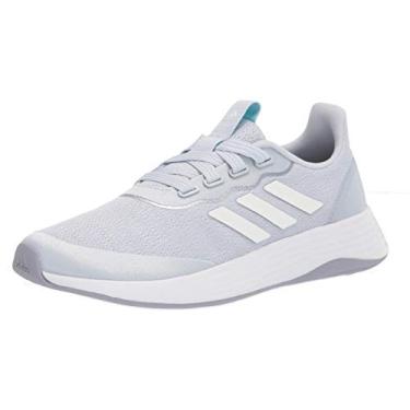 Imagem de adidas Tênis de corrida feminino Qt Racer esportivo, Halo azul/branco/prata halo, 6.5