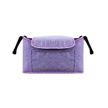 Imagem de Jashanz Organizador universal multifuncional para carrinho de bebê de grande capacidade, bolsa de armazenamento para cadeiras, viagens ao ar livre, roxo, com alça de ombro livre, 30 x 17 x 12 cm