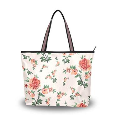 Imagem de Bolsa de ombro elegante com flores e folhas, bolsa de ombro para mulheres e meninas, Multicolorido., Large