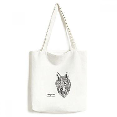 Imagem de Bolsa de lona cinza Wolf Friend Company Gentleman bolsa de compras casual bolsa de mão
