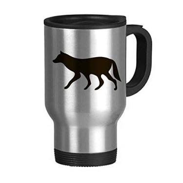 Imagem de Caneca de viagem Black Wolf Animal Portrayal com tampa flip em aço inoxidável copo de carro copo térmico
