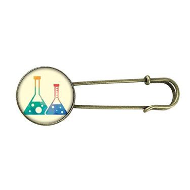 Imagem de Dois frascos cônicos estampa química retrô broche de metal clipe joias