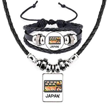 Imagem de Conjunto de joias de pulseira de couro tradicional japonesa com caixa de sushi