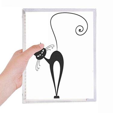 Imagem de Caderno de desenho de animal de Dia das Bruxas com cabeça inclinada e cabeça de gato preto, agenda recarregável