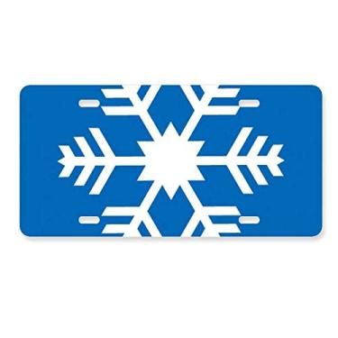 Imagem de DIYthinker Etiqueta de aço inoxidável para decoração de placa de carro com desenho de floco de neve azul esporte de inverno