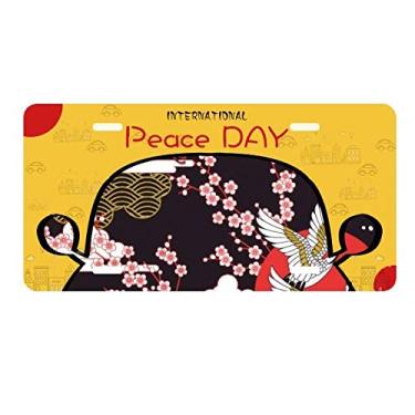 Imagem de DIYthinker Japan Cranes Sakura Cloud Sun placa de carro decoração Dia da Paz