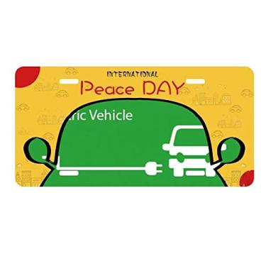 Imagem de DIYthinker Plugue de carregamento de veículos energéticos protege o meio ambiente placa placa de carro decoração dia da paz