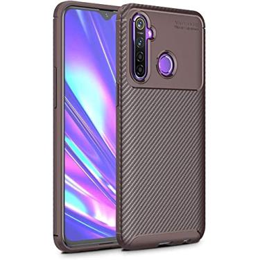 Imagem de Capa Capinha Anti Impacto Para Realme C3 com Tela de 6.5" polegadas - Case Com Desenho Fibra De Carbono Shock Queda - Danet (Marrom)