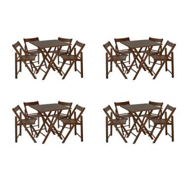 Conjunto Prático Mesa Redonda de Madeira Dobrável com 4 Cadeiras - Imbuia -  Lojas PAM