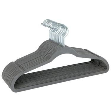 Imagem de Kit 50 Cabide Veludo Slim Antideslizante Ultra Fino (Cinza)