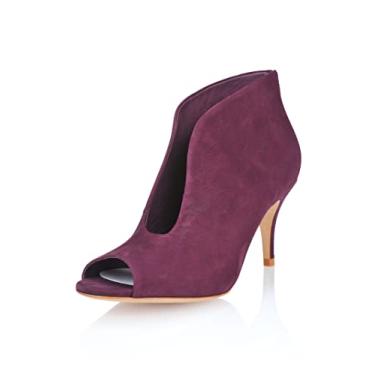 Imagem de Schutz Women's Paete Cabernet Suede Peep Toe Low Heel Ankle Bootie (5.5)