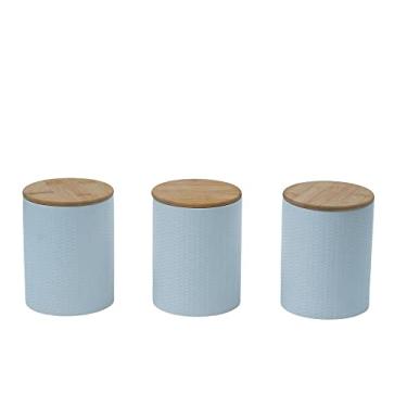 Imagem de Kit 3 potes dolomita com tampa de bambu zig zag 1,2l - Oikos