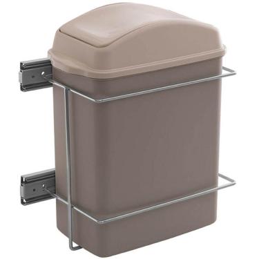 Imagem de Lixeira de Cozinha Deslizante 8,8L de Embutir com Corrediça Lateral Giosul Cinza