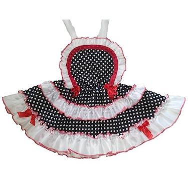 Imagem de Vestido Junino Jardineira Adulto/Saia Para Festa Junina (Preta/Branca) (P)