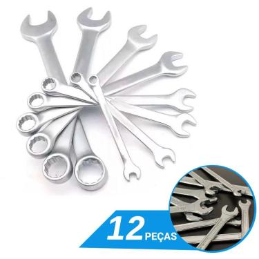 Imagem de Jogo de Chave Combinada Cromada Fixa e Estrela 6 a 22mm 12 Peças - Starfer
