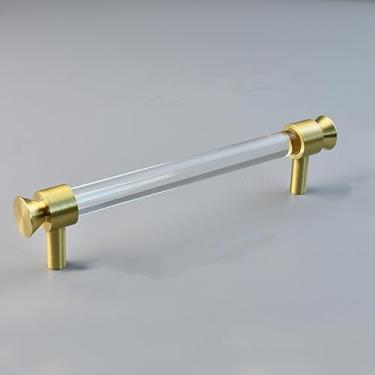 Imagem de Armário de cozinha de cristal acrílico puxa armário de sapato puxadores de gaveta dourado em forma de T maçanetas de porta de móveis ferragens, furo a furo de 128 mm, A