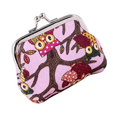 Imagem de Carteiras criativas de desenho animado para mulheres pequena carteira estilo bolsa clutch bolsa feminina coruja carteira portátil mínima, Rosa, One Size