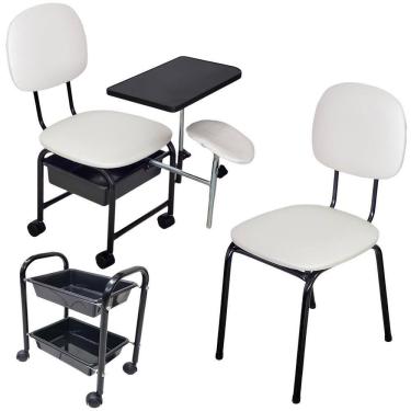 Imagem de Kit Cirandinha Manicure +Carrinho + Cadeira Cliente - Branco