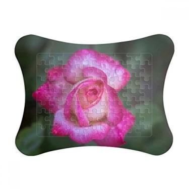 Imagem de Linda moldura de quebra-cabeça com pétalas de flores rosa para decoração de imagem