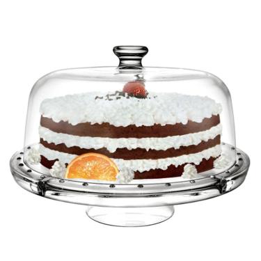 Imagem de Boleira Porta Bolo,tortas,petisqueira de Vidro 5 em 1 com Suporte e Tampa de Vidro Ruvolo Monaco