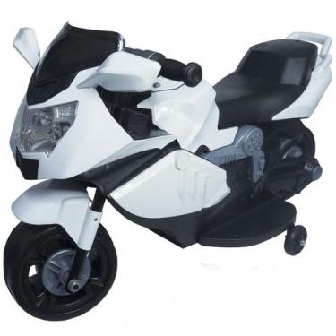 Imagem de Mini Moto Elétrica Triciclo Criança Infantil Branca Bateria 6V Luz Som