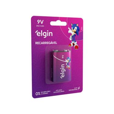 Imagem de 01 Pilha Bateria 9v Recarregavel Elgin 250mah 9 Volts