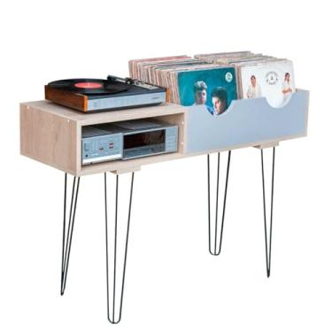 Imagem de Estante Para Discos De Vinil E Aparelhos RS4 (Riviera/Cinza)