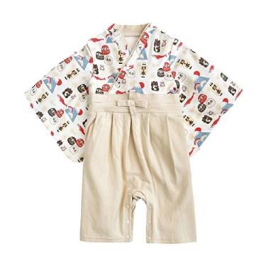 Imagem de Macacão infantil quimono japonês para crianças, roupa de bebê menina, meninos, quimono, trajes japoneses, primavera, Bege, 12-18 Months