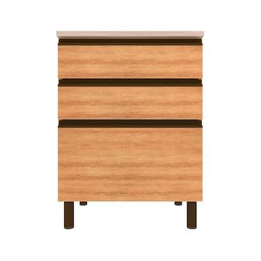 Imagem de Balcão Bartira Cristal MDP 15mm com 3 Gavetas - 60cm de largura