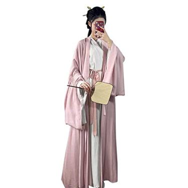 Imagem de Women's Chinese Traditional Ancient Han Dynasty Hanfu Costume with Belt Halloween Party Long Robe Outfit (23#_Pink, M)