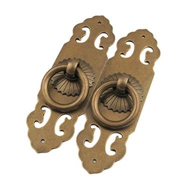 Imagem de Maçaneta de porta antiga de cobre puro decoração de móveis para janela de estante de armário (ronze)