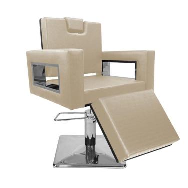 Imagem de Cadeira Poltrona de Cabeleireiro Moderna Inox Ap Branco Pér