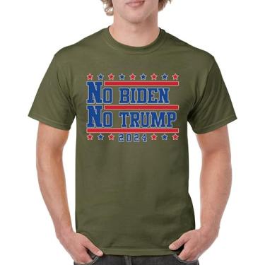 Imagem de Camiseta masculina No Biden No Trump 2024 Vote Eleição Presidencial Candidato Democrata Republicano Independente, Verde militar, XXG