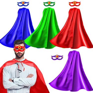 Imagem de iROLEWIN Superhero Capes for Adults and Masks, 4 Pack Super Hero Capes Costume for Women Men Party Dress Up (4 Pack)